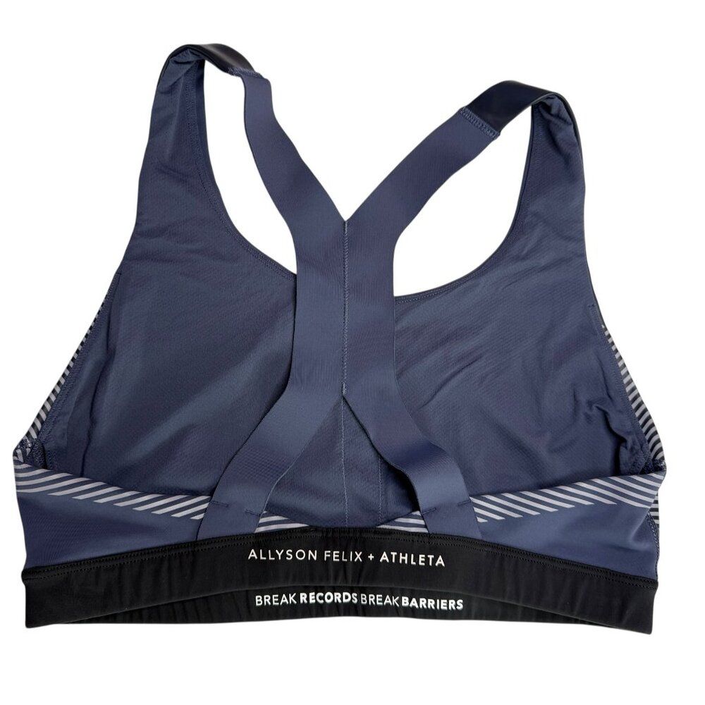 ATHLETA x ALLYSON FELIX Sports Bra Purple.  Striped.  Size Women's L